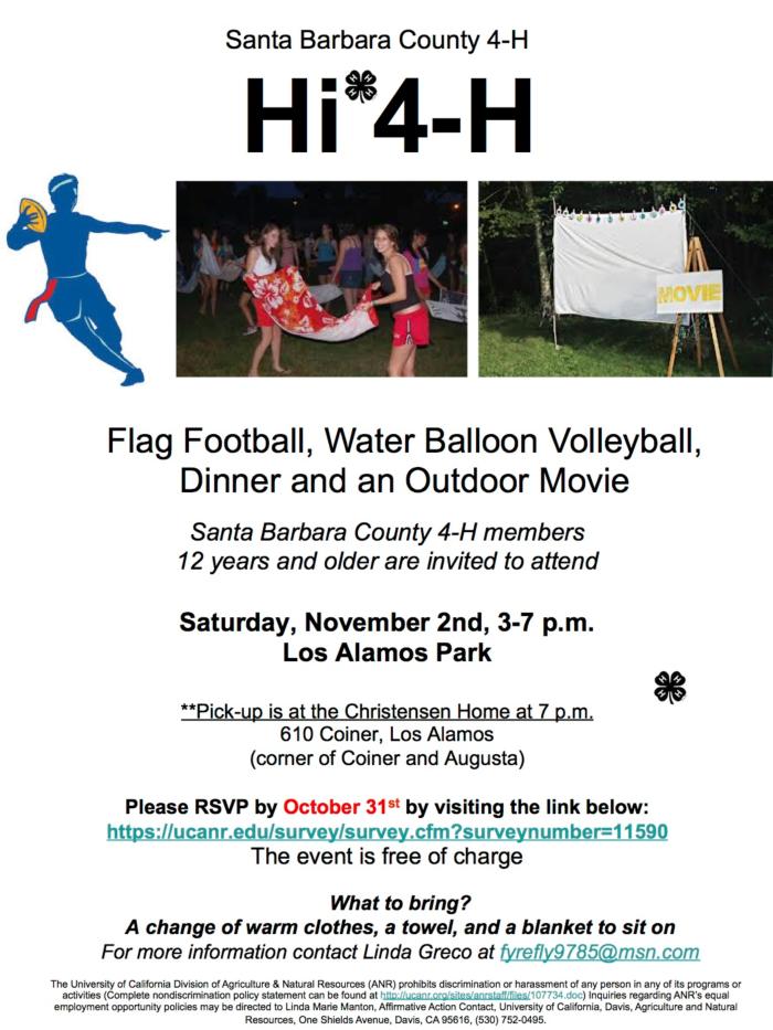 Hi 4-H Flag Football... flyer